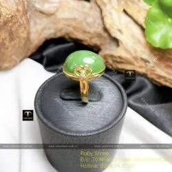 Nhẫn Ngọc bích Canada, vàng 18k, kim cương thiên nhiên - Hình ảnh 5