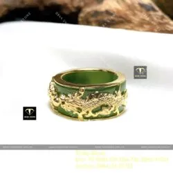 Nhẫn Ngọc bích Canada bọc Rồng chầu châu, vàng 18k - Ảnh 6