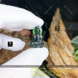 Phật Quan Âm Mặc Thuý (Phỉ thúy Mực dục), KT 22mm