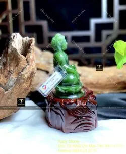 Tượng Phật A Di Đà ngọc bích Canada chạm tay, KT 92x73x45mm (chưa bao gồm đế gỗ) - Hình ảnh 4