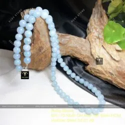 Chuỗi cổ Ngọc cẩm thạch Lam Ngọc 65 hạt 10 ly, khóa bạc - Hình ảnh 4