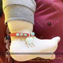 Vòng ngọc Cẩm thạch mix khoá trường mệnh bạc cho bé yêu - Hình ảnh 2