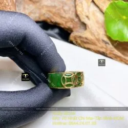 Nhẫn Ngọc bích Canada bọc kim tiền kép, vàng 18k - Hình ảnh 3