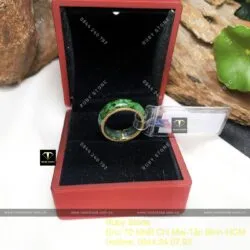 Nhẫn ngọc Cẩm thạch sơn thuỷ, vàng 18k - Hình ảnh 2