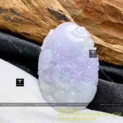 Phật Quan Âm ngọc Cẩm Thạch Tử La Lan, KT 37mm - Ảnh 2
