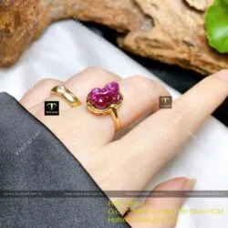 Nhẫn Tỳ Hưu Ruby Nam Phi, vàng 18k - Ảnh 7