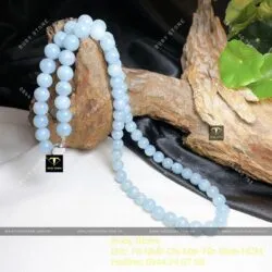 Chuỗi cổ Ngọc cẩm thạch Lam Ngọc 65 hạt 10 ly, khóa bạc - Hình ảnh 3