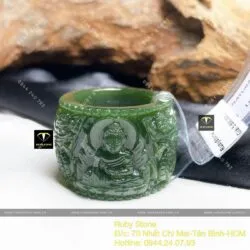 Nhẫn Phật Ấn Ngọc bích Canada tạc tay tinh xảo
