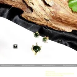 Khuyên tai và mặt dây chuyền hồ ly Ngọc bích, vàng 18k - Ảnh 5