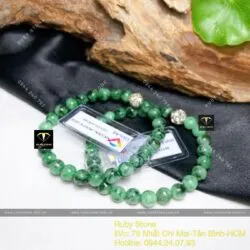 Chuỗi tay ngọc Cẩm thạch sơn thuỷ Myanmar 7 ly mix charm bạc - Hình ảnh 3