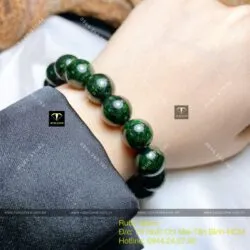 Vòng chuỗi ngọc Cẩm thạch Sơn Thuỷ xanh đen 12 ly - Hình ảnh 5