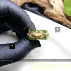 Nhẫn Ngọc bích Canada bọc Rồng chầu châu, vàng 18k - Ảnh 4