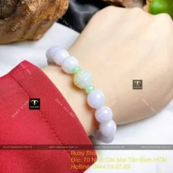 Vòng chuỗi tay ngọc Cẩm thạch 10 ly mix búp hoa sen - Ảnh 4