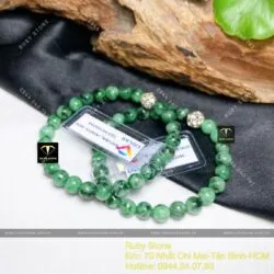 Chuỗi tay ngọc Cẩm thạch sơn thuỷ Myanmar 7 ly mix charm bạc