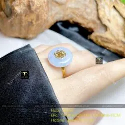 Nhẫn đồng điếu Ngọc tử la lan, vàng 18k - Hình ảnh 3