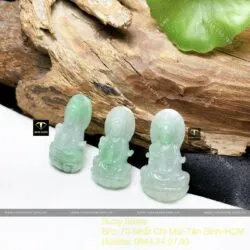 Phật bà Quan Thế Âm Bồ Tát ngọc Cẩm thạch xanh lý táo, KT 30mm - Hình ảnh 3