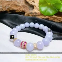 Vòng chuỗi Ngọc tử la lan 10 ly mix charm vàng 18k - Hình ảnh 2
