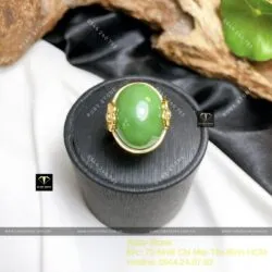 Nhẫn Ngọc bích Canada, vàng 18k, kim cương thiên nhiên - Hình ảnh 4