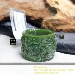 Nhẫn Phật Ấn Ngọc bích Canada tạc tay tinh xảo - Hình ảnh 6