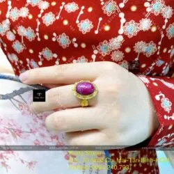 Nhẫn oval Ruby Nam Phi, vàng 18k - Ảnh 7