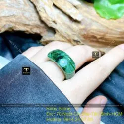Nhẫn yên ngựa ngọc Cẩm thạch sơn thuỷ, bản 11mm - Ảnh 5