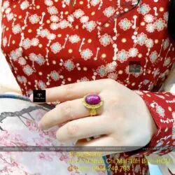 Nhẫn oval Ruby Nam Phi, vàng 18k - Ảnh 8