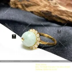 Nhẫn trái châu ngọc Cẩm thạch, vàng 18k - Hình ảnh 4