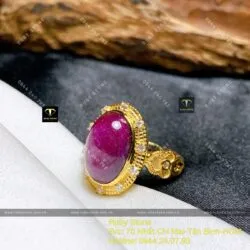 Nhẫn oval Ruby Nam Phi, vàng 18k - Ảnh 2