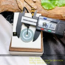 Đồng điếu ngọc cẩm thạch Myanmar màu lam, KT 26mm - Ảnh 2