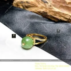 Nhẫn trái châu ngọc bích Canada, vàng 18k - Hình ảnh 3