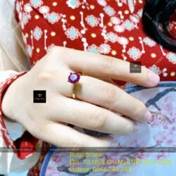 Nhẫn Ruby Nam Phi mài giác tròn, vàng 18k - Hình ảnh 10