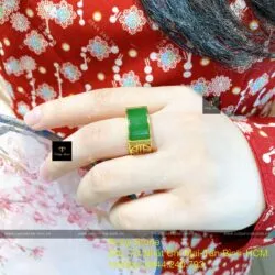 Nhẫn yên ngựa ngọc bích Canada, vàng 18k - Ảnh 6