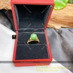 Nhẫn trái châu ngọc bích Canada, vàng 18k - Hình ảnh 6