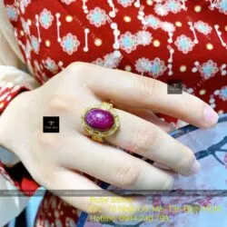 Nhẫn oval Ruby Nam Phi, vàng 18k - Ảnh 6