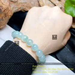 Vòng tay Phỉ Thuý xanh lý chất băng 10 ly - Hình ảnh 6