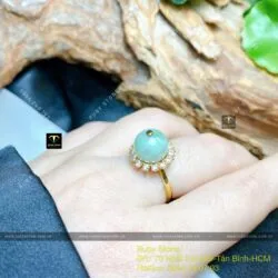 Nhẫn trái châu ngọc Cẩm thạch, vàng 18k - Hình ảnh 2
