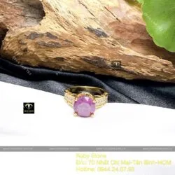 Nhẫn Ruby Nam Phi mài giác tròn 9.3 ly, vàng 18k - Hình ảnh 3