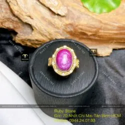 Nhẫn oval Ruby Nam Phi, vàng 18k - Ảnh 5