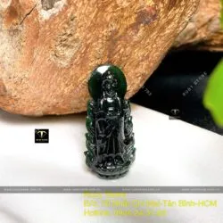 Phật A Di Đà Phỉ Thúy Mực Dục (Mặc Thuý), KT 37mm - Hình ảnh 4