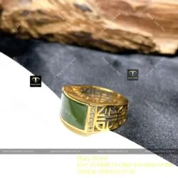 Nhẫn yên ngựa ngọc bích Canada, vàng 18k - Ảnh 4