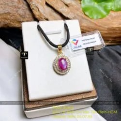 Mặt dây chuyền oval Ruby Nam Phi, vàng 18k - Ảnh 4