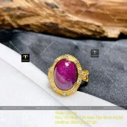 Nhẫn oval Ruby Nam Phi, vàng 18k - Ảnh 3