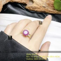 Nhẫn Ruby Nam Phi mài giác tròn 9.3 ly, vàng 18k - Hình ảnh 5