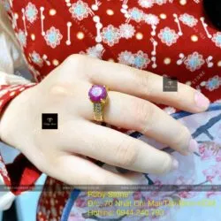 Nhẫn Ruby Nam Phi mài giác tròn 9.3 ly, vàng 18k - Hình ảnh 8