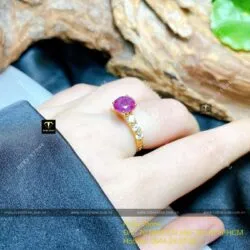 Nhẫn Ruby Nam Phi mài giác, vàng 18k - Hình ảnh 4