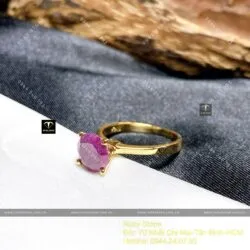 Nhẫn Ruby Nam Phi mài giác tròn, vàng 18k - Hình ảnh 3