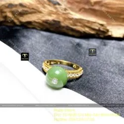 Nhẫn trái châu ngọc bích Canada, vàng 18k - Hình ảnh 3
