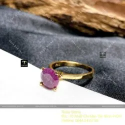 Nhẫn Ruby Nam Phi mài giác tròn, vàng 18k - Hình ảnh 4