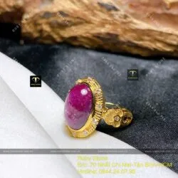 Nhẫn oval Ruby Nam Phi, vàng 18k - Ảnh 4