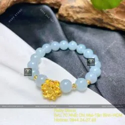 Vòng chuỗi ngọc Cẩm thạch lam nếp băng 8 ly - Hình ảnh 4